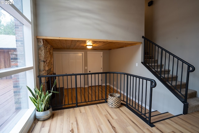 37075 Camp Creek Rd, Springfield, OR 97478 - stairs featuring wood finished floors and wood ceiling