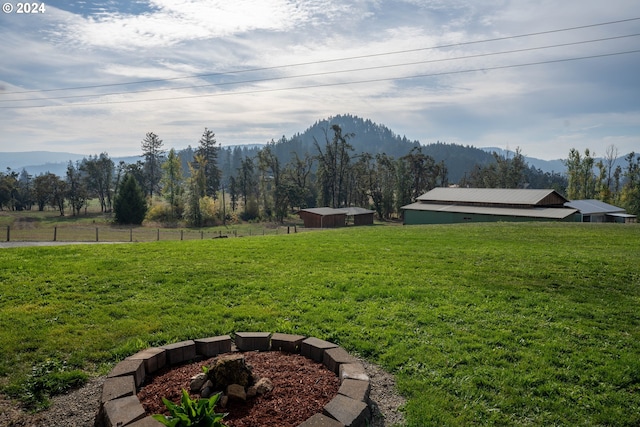 37075 Camp Creek Rd, Springfield, OR 97478 - view of yard featuring a mountain view, a view of countryside, and an outbuilding