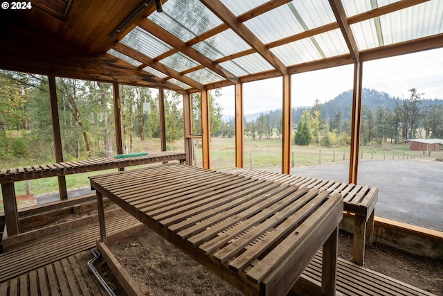 37075 Camp Creek Rd, Springfield, OR 97478 - unfurnished sunroom with a sauna / steam room and a mountain view