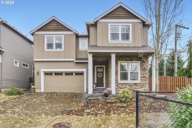 craftsman-style house with a garage