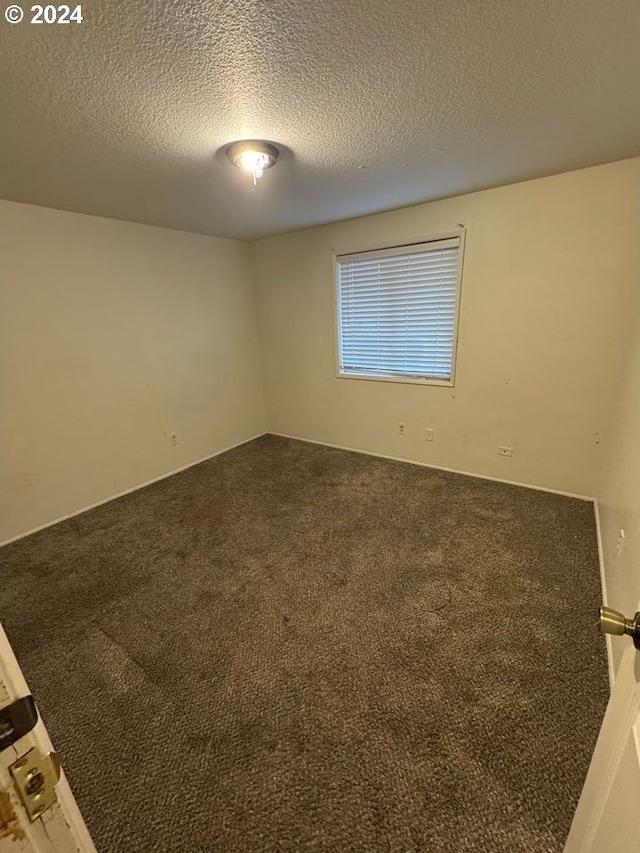 carpeted empty room with a textured ceiling