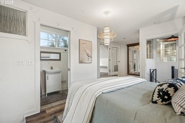 bedroom featuring dark hardwood / wood-style floors