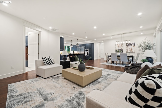 living room with hardwood / wood-style flooring