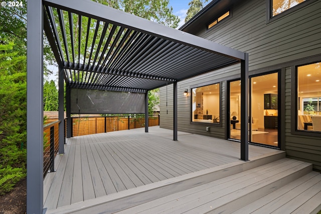 wooden terrace with a pergola