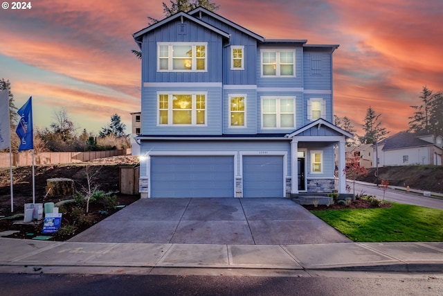 view of front of home with a garage