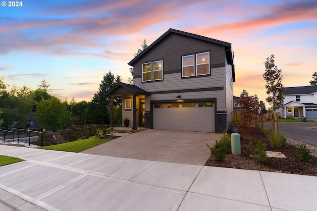 view of front of home with a garage