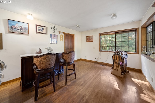 bar featuring hardwood / wood-style flooring