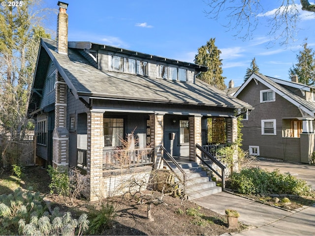 view of front of property with covered porch