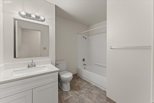 18765 SW Kinnaman Rd, Beaverton, OR 97078 - full bathroom with toilet, vanity, washtub / shower combination, and stone finish floors