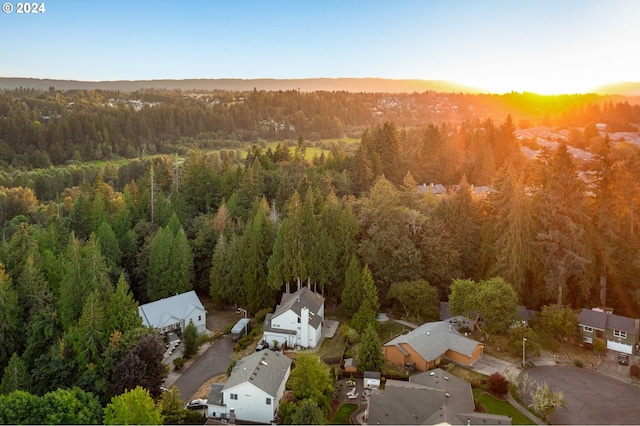 view of aerial view at dusk