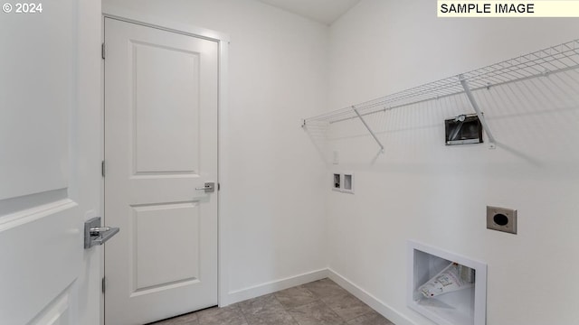 laundry room with hookup for a washing machine, laundry area, hookup for an electric dryer, and baseboards