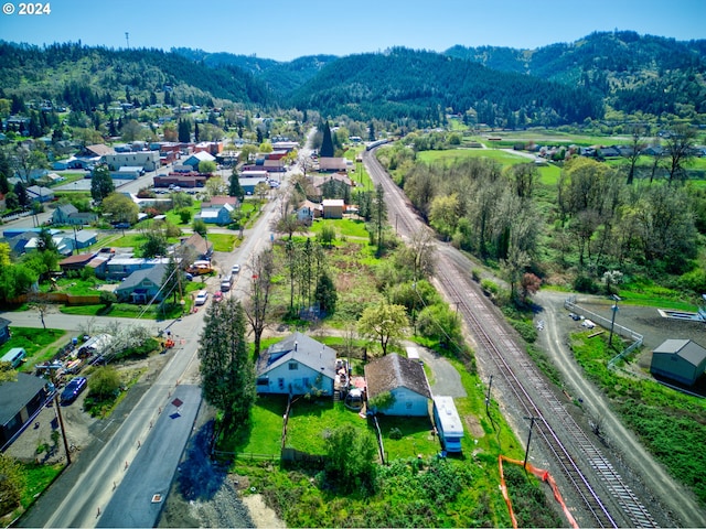 aerial view with a mountain view