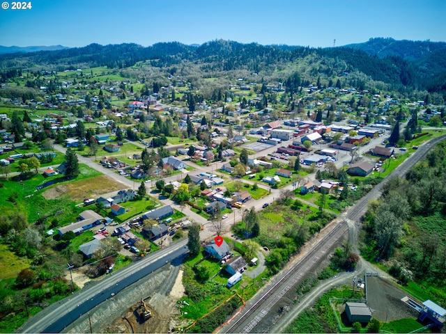 aerial view with a mountain view