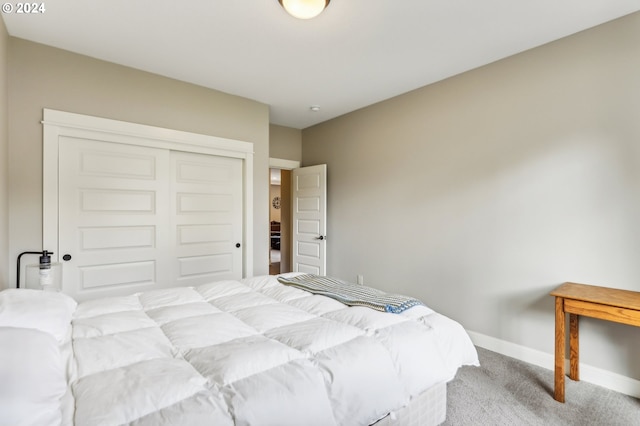 bedroom featuring carpet floors and a closet