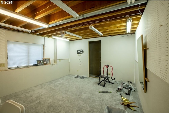 basement with carpet