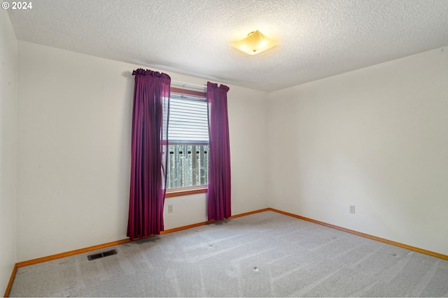 carpeted spare room featuring a textured ceiling