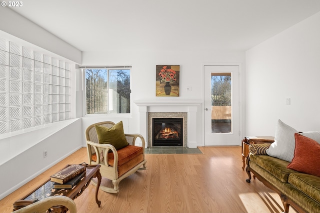 living area featuring light hardwood / wood-style flooring