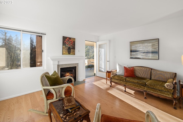 living room featuring light wood-type flooring