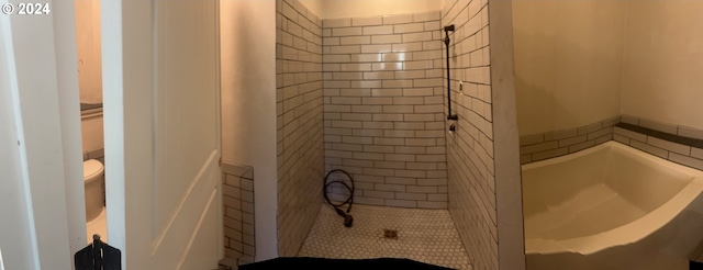 bathroom with independent shower and bath