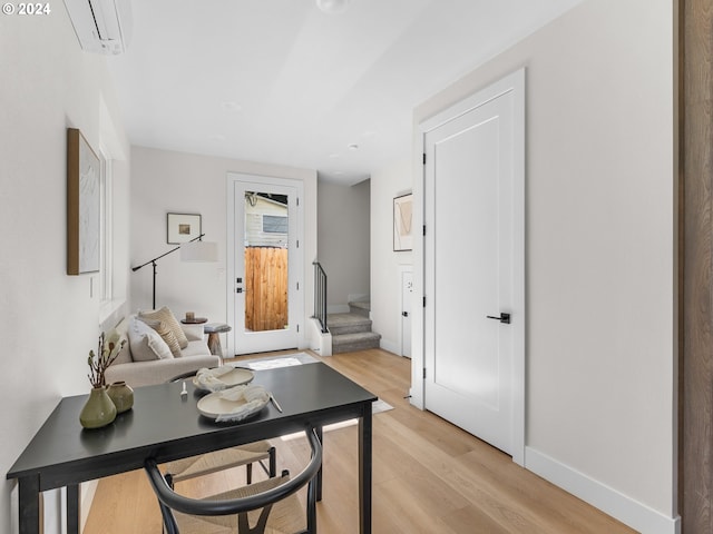 office space with light wood-type flooring