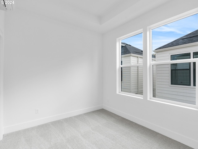 unfurnished room with light colored carpet