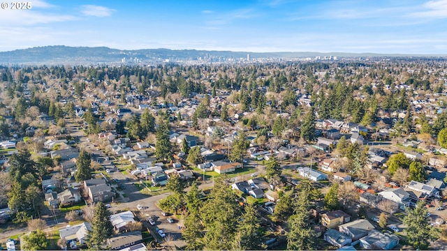 bird's eye view with a mountain view