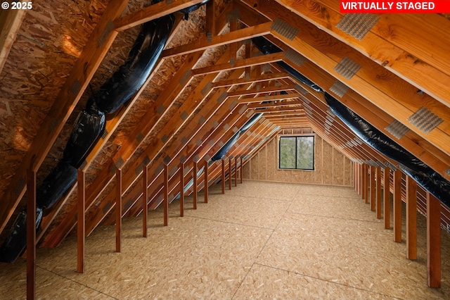 view of unfinished attic