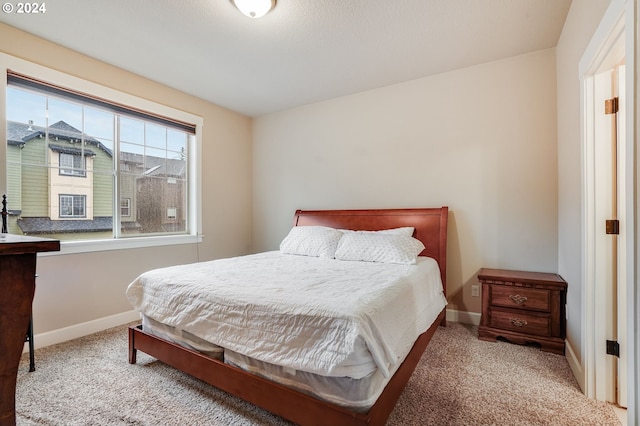 bedroom featuring carpet