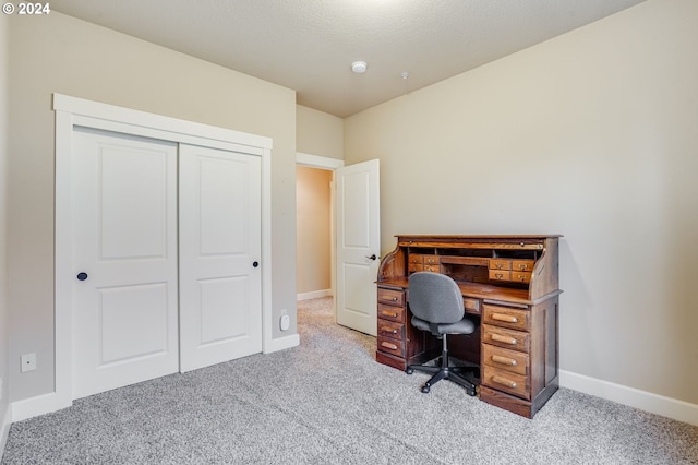 view of carpeted home office