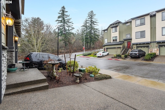 view of yard with a garage