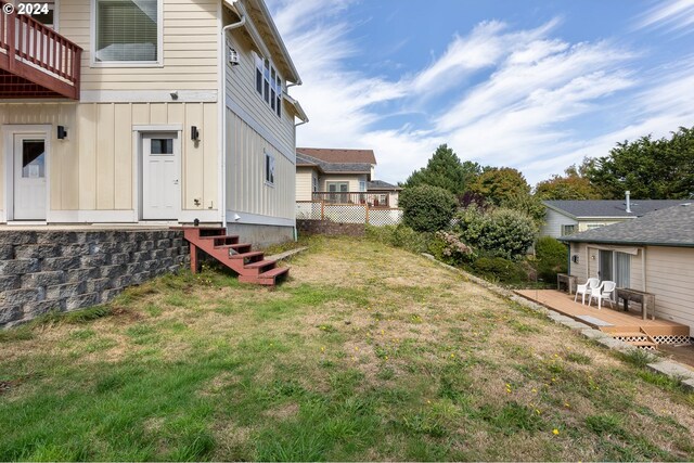 view of yard featuring a deck