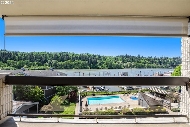 balcony with a water view