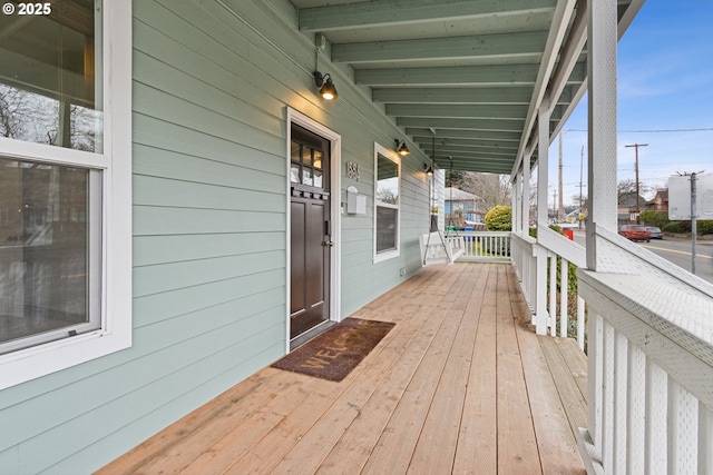 deck with a porch