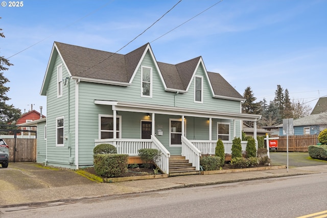 view of front of home with covered porch