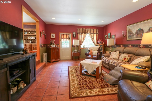 view of tiled living room