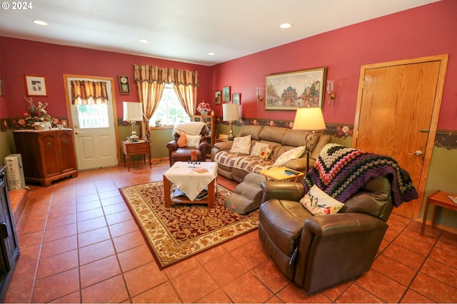 view of tiled living room