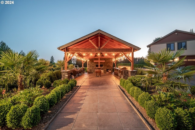 view of community featuring a patio area and a gazebo