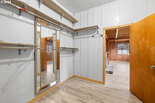 spacious closet with light wood-type flooring