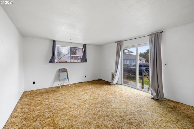 carpeted empty room with a textured ceiling