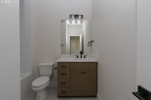 full bathroom featuring vanity, toilet, and shower / washtub combination