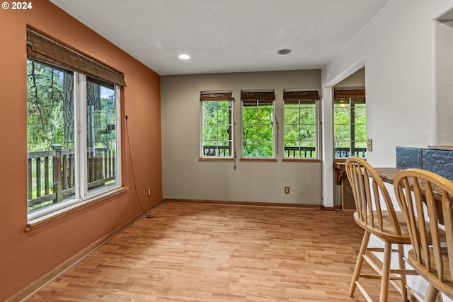 unfurnished room featuring light hardwood / wood-style flooring and a healthy amount of sunlight