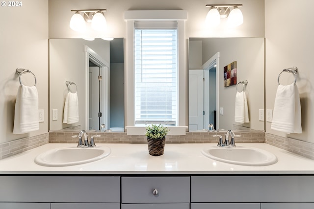 3763 Rockcress Rd, Eugene, OR 97403 - full bathroom featuring backsplash, plenty of natural light, and double vanity