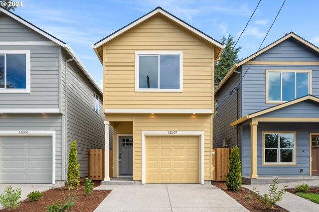 front facade with a garage