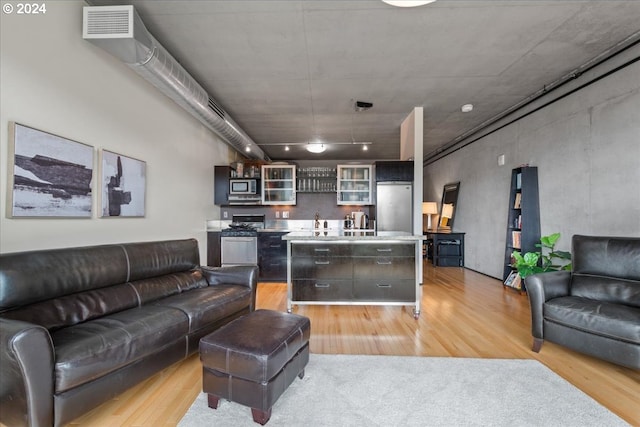 living room with light hardwood / wood-style floors