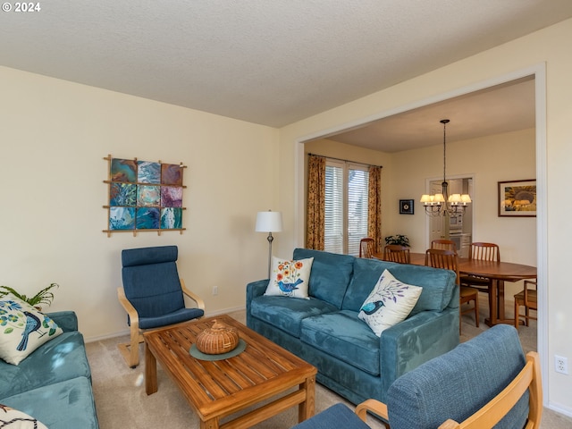 15337 SE Olds Dr, Clackamas, OR 97015 - living area featuring a chandelier, light colored carpet, and baseboards