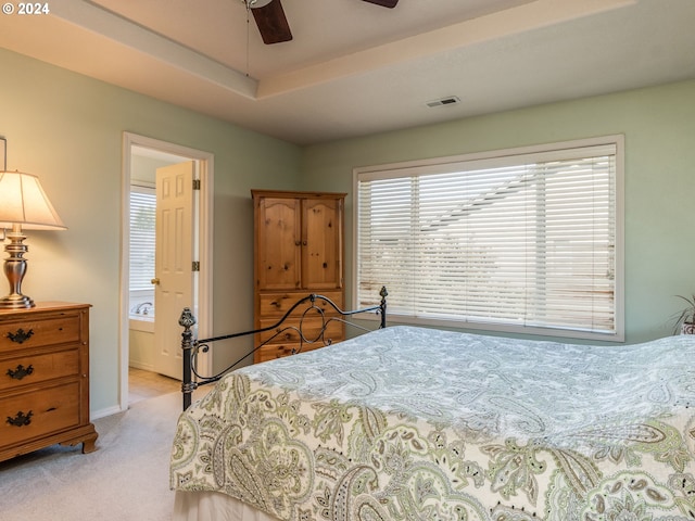 15337 SE Olds Dr, Clackamas, OR 97015 - bedroom with light colored carpet, ceiling fan, and baseboards