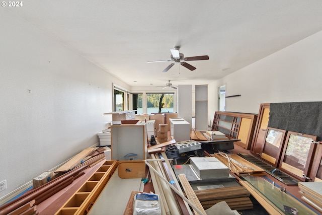 home office with ceiling fan
