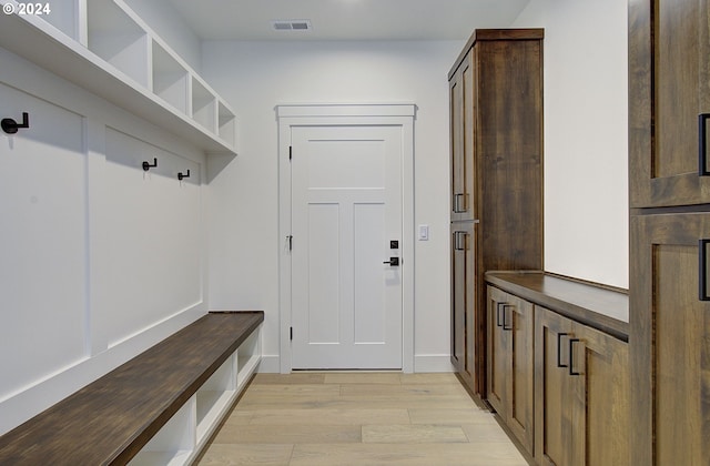 mudroom featuring light wood-type flooring