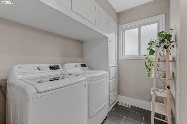 laundry room with cabinets and washing machine and dryer