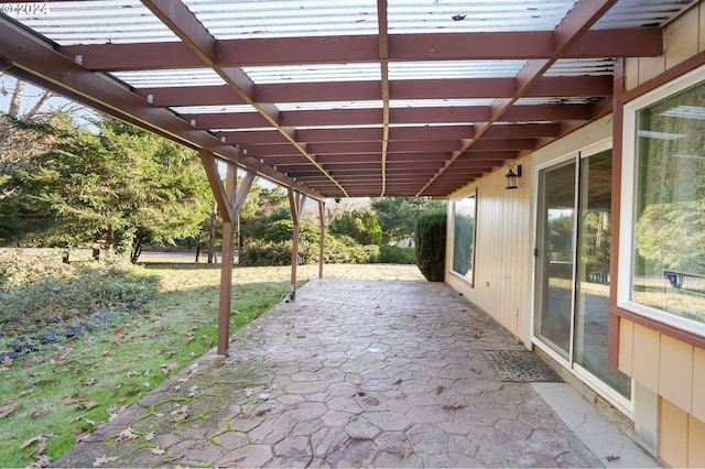 view of patio featuring a pergola